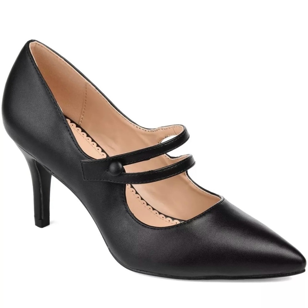 Journee Collection Black Pointed-Toe Mary Jane Heels Size 8M